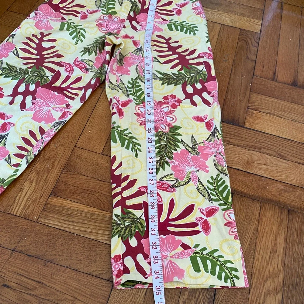 C.A. Sport Vintage-style floral wide-leg cotton pants - Tropical Pants - S - Picture 2 of 7